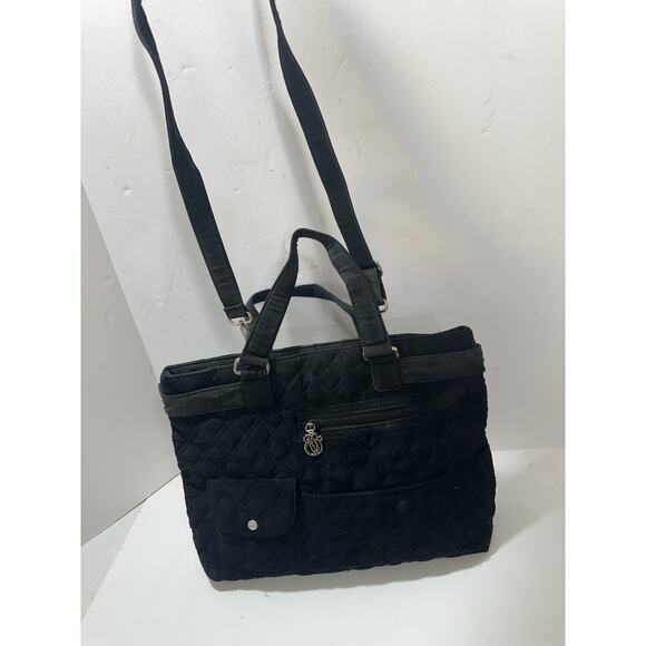 Vera Bradley Handbags - Vera Bradley Black Quilted Handbag Purse Tote Bag‎ Double Handles Pockets